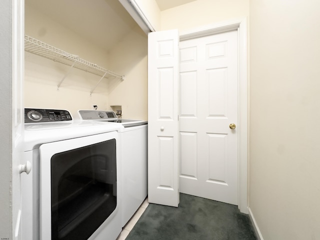 2511 Long Ave, Mays Landing, NJ 08330 - laundry area with washing machine and dryer and dark colored carpet