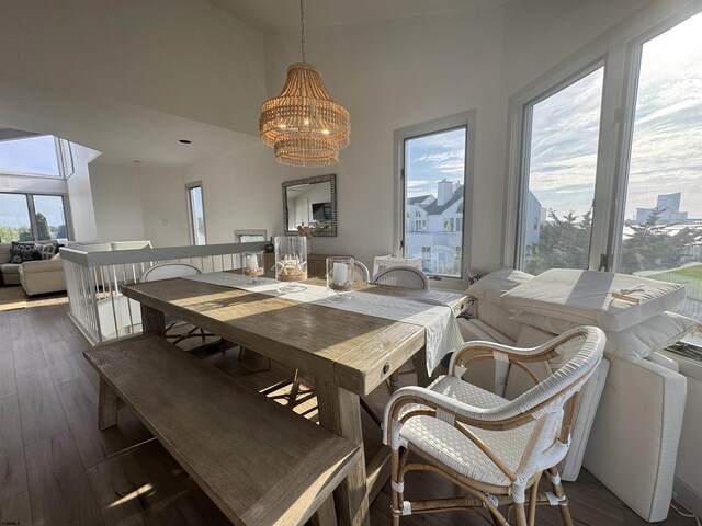 13 Delmar Ln, Brigantine, NJ 08203 - dining room featuring a chandelier and dark wood-style flooring