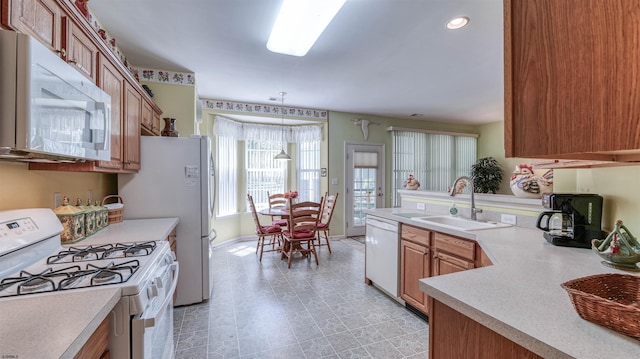 50 Derby Dr, Galloway Township, NJ 08205 - kitchen featuring white appliances, a sink, light countertops, light floors, and recessed lighting