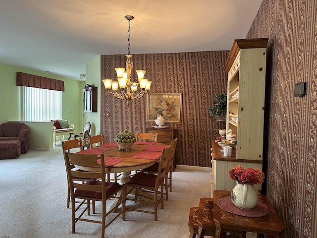 50 Derby Dr, Galloway Township, NJ 08205 - dining area with a chandelier, carpet, and wallpapered walls