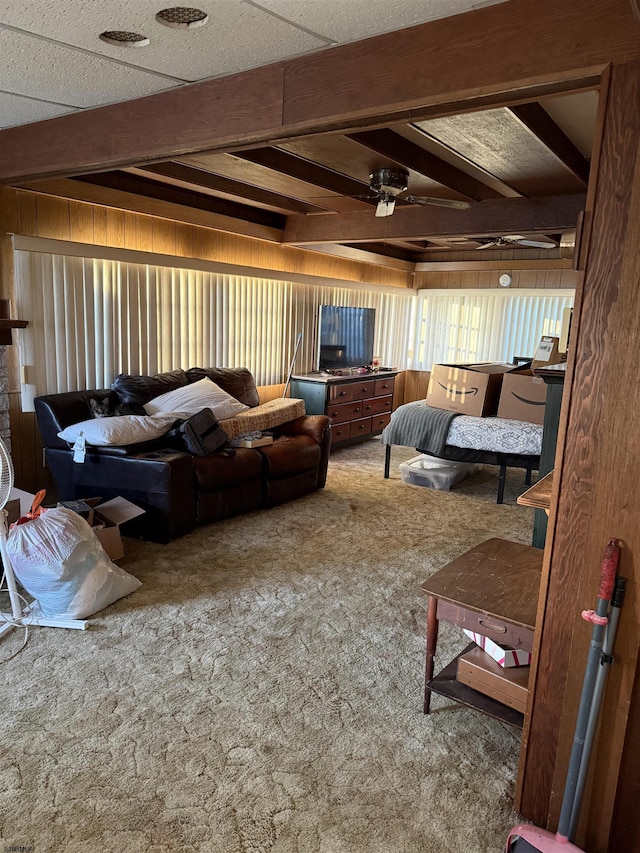6301 Roberts Ave, Mays Landing, NJ 08330 - carpeted living room with wooden walls