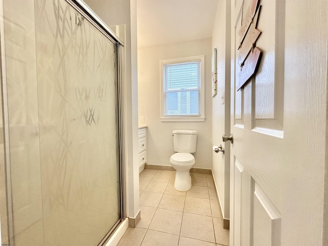 251 38th St, Brigantine, NJ 08203 - bathroom with toilet, a shower stall, tile patterned floors, and baseboards