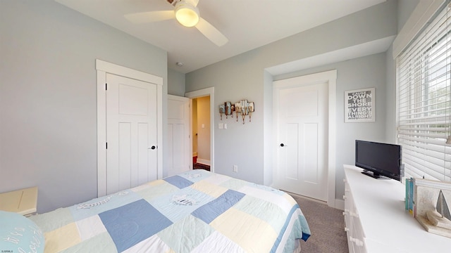 305 15th St, Ocean City, NJ 08226 - bedroom featuring a closet, carpet floors, and a ceiling fan