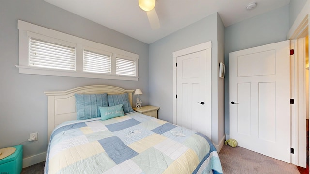 305 15th St, Ocean City, NJ 08226 - carpeted bedroom featuring a closet, baseboards, and a ceiling fan