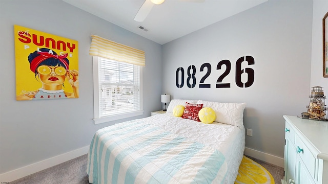 305 15th St, Ocean City, NJ 08226 - bedroom with baseboards, carpet floors, and a ceiling fan