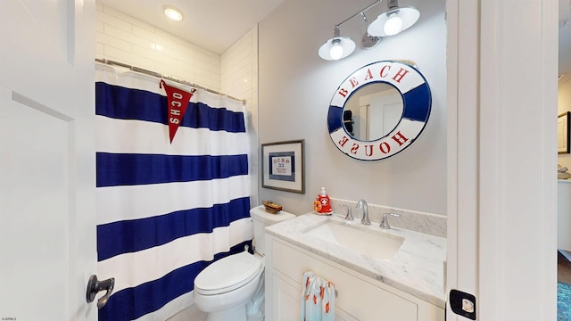305 15th St, Ocean City, NJ 08226 - bathroom with vanity, toilet, and a shower with shower curtain