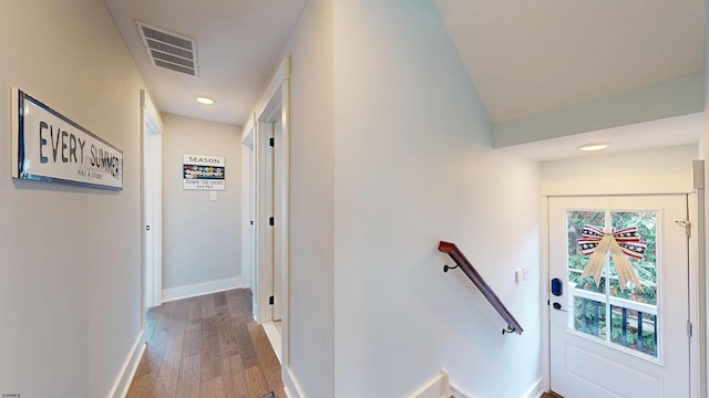 305 15th St, Ocean City, NJ 08226 - corridor featuring an upstairs landing, baseboards, wood finished floors, and recessed lighting