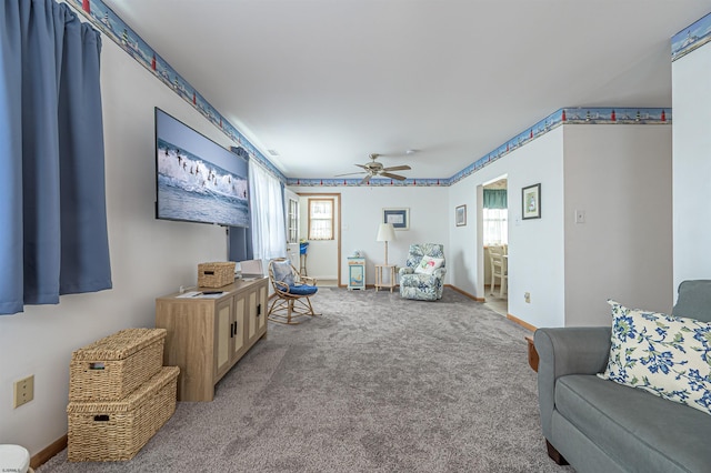 510 Lafayette Blvd, Brigantine, NJ 08203 - carpeted living area with ceiling fan and baseboards