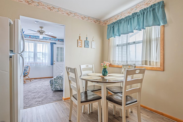 510 Lafayette Blvd, Brigantine, NJ 08203 - dining space with wood finished floors, baseboards, and a ceiling fan