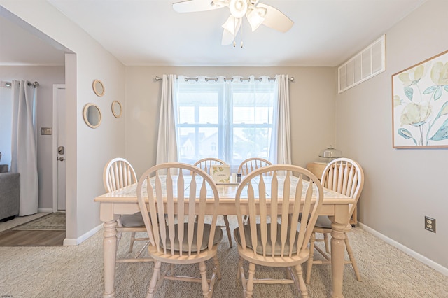 510 Lafayette Blvd, Brigantine, NJ 08203 - dining area with ceiling fan, baseboards, and carpet flooring
