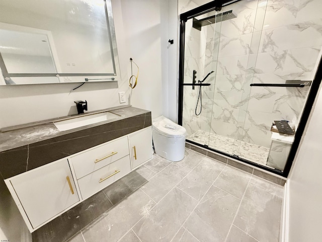 5000 Boardwalk Unit 1616, Ventnor, NJ 08406 - bathroom featuring a marble finish shower, vanity, and toilet