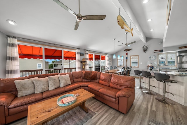 36 S Inlet Dr Unit 2, Ocean City, NJ 08226 - living room with ceiling fan, wood finished floors, and recessed lighting