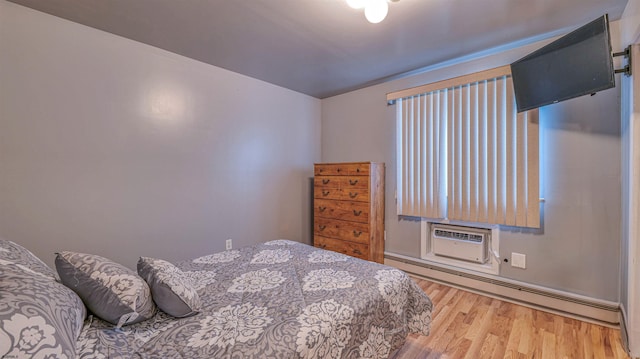9600 Amherst Ave Unit 3, Margate, NJ 08402 - bedroom featuring wood finished floors, baseboard heating, and a wall mounted AC