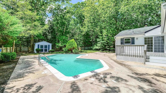 11 Carann Ln, Egg Harbor Township, NJ 08234 - swimming pool with a deck, a fenced backyard, a patio, and view of scattered trees