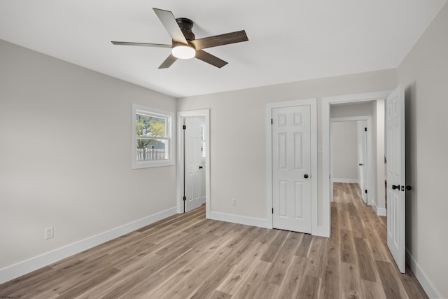 9 Rutgers Rd, Somers Point, NJ 08244 - unfurnished bedroom with light wood-type flooring, baseboards, and ceiling fan