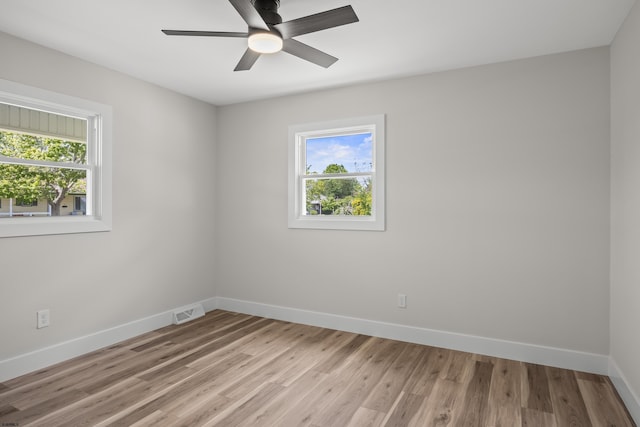 9 Rutgers Rd, Somers Point, NJ 08244 - empty room with baseboards, plenty of natural light, light wood-type flooring, and ceiling fan