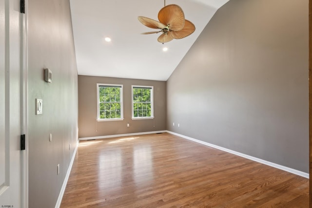 515 Bella Ct, Galloway Township, NJ 08205 - spare room with a ceiling fan, wood finished floors, baseboards, recessed lighting, and high vaulted ceiling