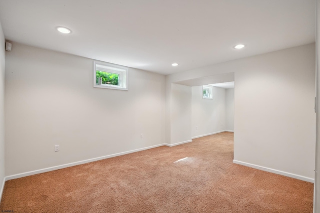 515 Bella Ct, Galloway Township, NJ 08205 - basement with light colored carpet, plenty of natural light, baseboards, and recessed lighting
