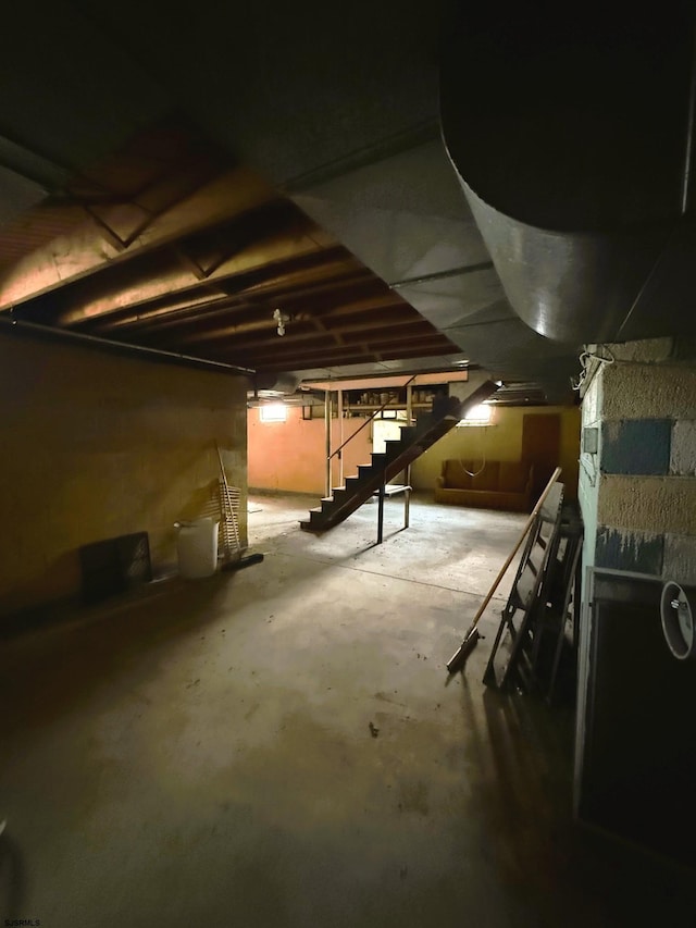 4 E Finley Rd, Upper Deerfield Township, NJ 08302 - unfinished basement featuring stairway