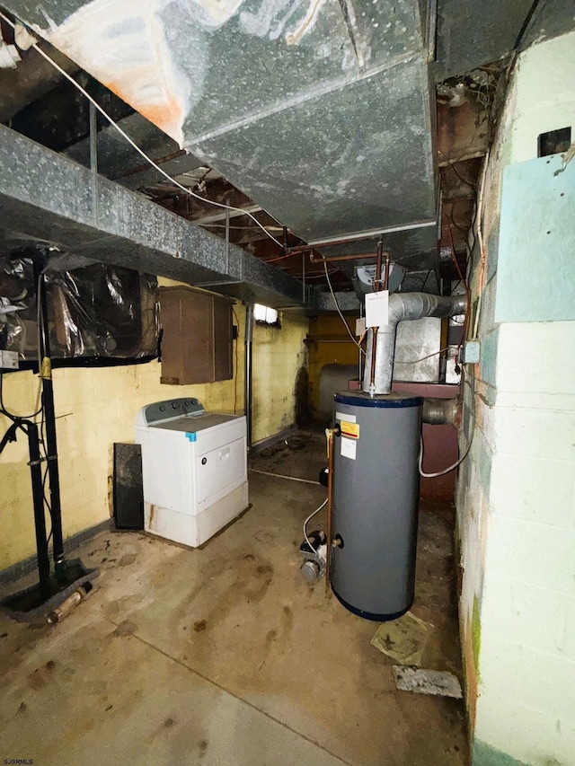 4 E Finley Rd, Upper Deerfield Township, NJ 08302 - unfinished below grade area with gas water heater and washer / clothes dryer