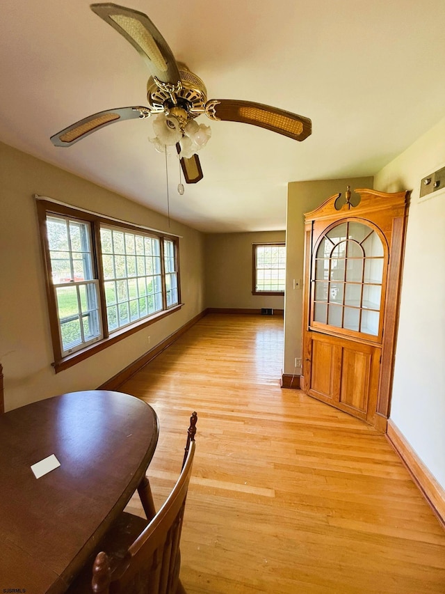 4 E Finley Rd, Upper Deerfield Township, NJ 08302 - dining space featuring light wood-style floors, ceiling fan, and baseboards