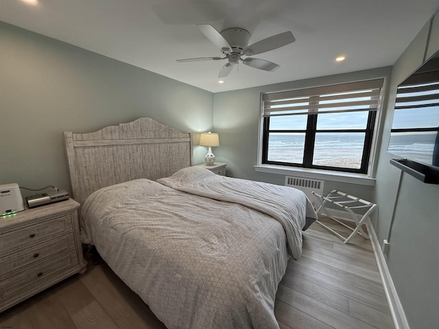 101 S Raleigh Ave Unit 733, Atlantic City, NJ 08401 - bedroom with baseboards, wood finished floors, recessed lighting, and a ceiling fan