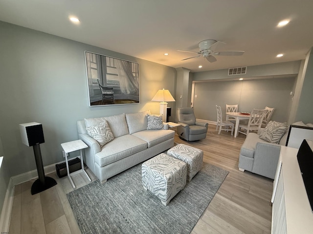 101 S Raleigh Ave Unit 733, Atlantic City, NJ 08401 - living area featuring ceiling fan, light wood-type flooring, recessed lighting, and baseboards