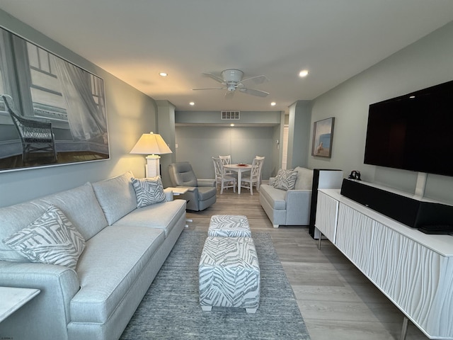 101 S Raleigh Ave Unit 733, Atlantic City, NJ 08401 - living area featuring wood finished floors, a ceiling fan, and recessed lighting