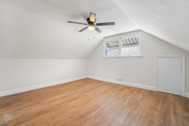 118 Colwick Dr, Somers Point, NJ 08244 - additional living space featuring light wood-type flooring, a ceiling fan, baseboards, and lofted ceiling