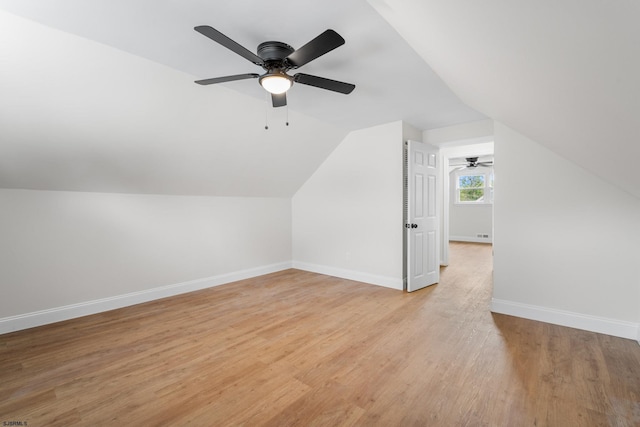 118 Colwick Dr, Somers Point, NJ 08244 - additional living space featuring a ceiling fan, light wood-style floors, baseboards, and lofted ceiling