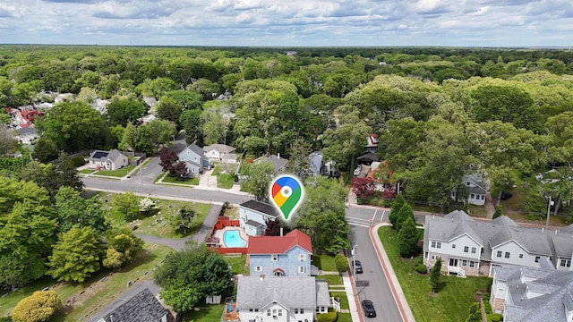 27 School St, Absecon, NJ 08201 - aerial perspective of suburban area with a forest and a pool area
