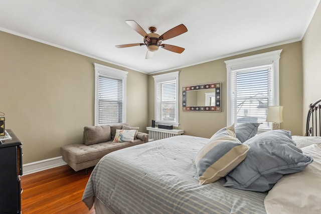 1 S Bartram Ave Unit 3, Atlantic City, NJ 08401 - bedroom featuring dark wood-type flooring, baseboards, crown molding, and a ceiling fan