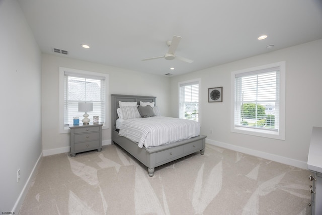 3708 Westminster Ln, Ocean City, NJ 08226 - carpeted bedroom with baseboards, ceiling fan, and recessed lighting