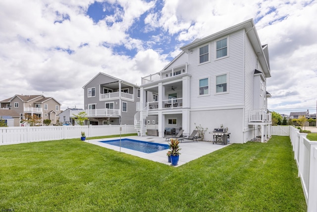 3708 Westminster Ln, Ocean City, NJ 08226 - rear view of house featuring a balcony, ceiling fan, a patio area, and stucco siding