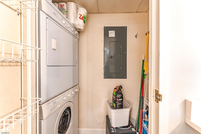 500 Bay Ave Unit 607S, Ocean City, NJ 08226 - laundry area featuring stacked washer and clothes dryer and electric panel