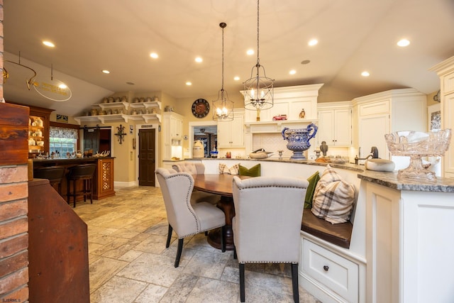 3065 N Rte 9, Ocean View, NJ 08230 - dining room with vaulted ceiling, stone tile floors, and recessed lighting