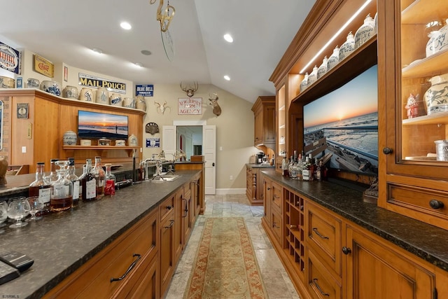 3065 N Rte 9, Ocean View, NJ 08230 - bar area featuring lofted ceiling, baseboards, and recessed lighting