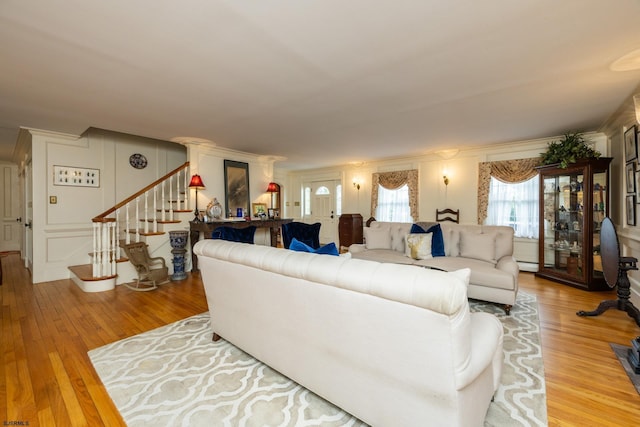 3065 N Rte 9, Ocean View, NJ 08230 - living room with stairs, wood finished floors, and ornamental molding