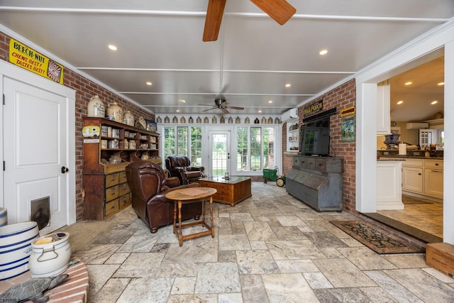 3065 N Rte 9, Ocean View, NJ 08230 - living room featuring ceiling fan, stone tile flooring, and recessed lighting