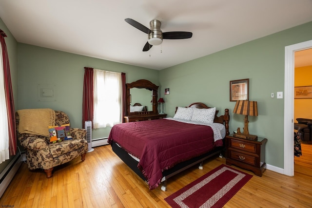 3065 N Rte 9, Ocean View, NJ 08230 - bedroom with baseboard heating, hardwood / wood-style flooring, a baseboard radiator, and a ceiling fan