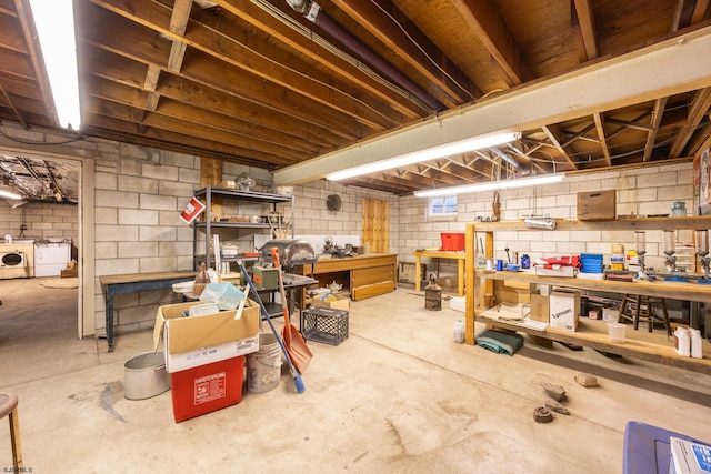 3065 N Rte 9, Ocean View, NJ 08230 - unfinished below grade area with a workshop area and concrete block wall
