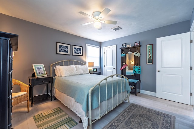 3 Schooner Cv Unit B, Brigantine, NJ 08203 - bedroom with baseboards, light wood-type flooring, a closet, and ceiling fan