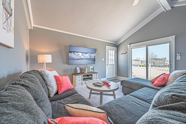 3 Schooner Cv Unit B, Brigantine, NJ 08203 - living room with ornamental molding, wood finished floors, and baseboards