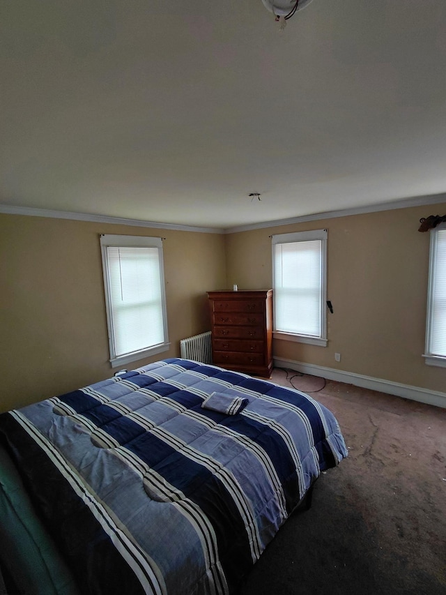 406 W Washington Ave, Pleasantville, NJ 08232 - carpeted bedroom with baseboards, radiator heating unit, and crown molding