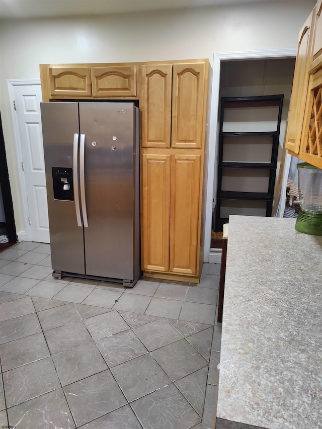 406 W Washington Ave, Pleasantville, NJ 08232 - kitchen featuring stainless steel refrigerator with ice dispenser and light tile patterned floors