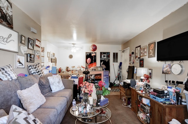 1426 Mediterranean Ave Unit C, Atlantic City, NJ 08401 - living room with a ceiling fan and carpet