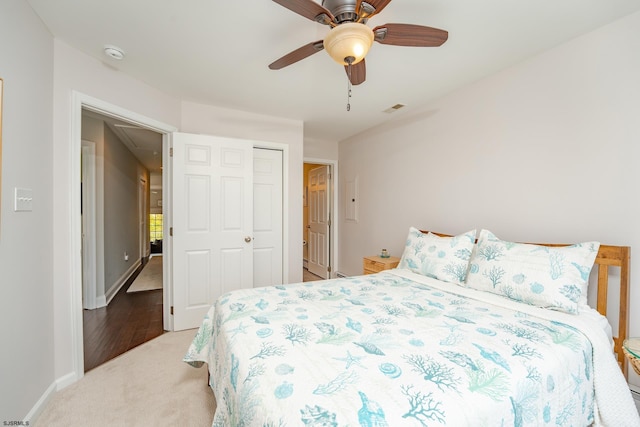 1525 Asbury Ave Unit B, Ocean City, NJ 08226 - carpeted bedroom with attic access, ceiling fan, baseboards, and a closet