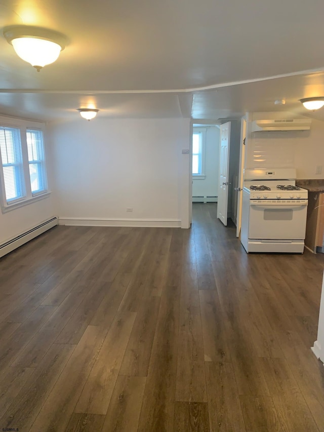 212 N Suffolk Ave, Ventnor Heights, NJ 08406 - unfurnished living room with dark wood-style flooring, baseboards, and baseboard heating