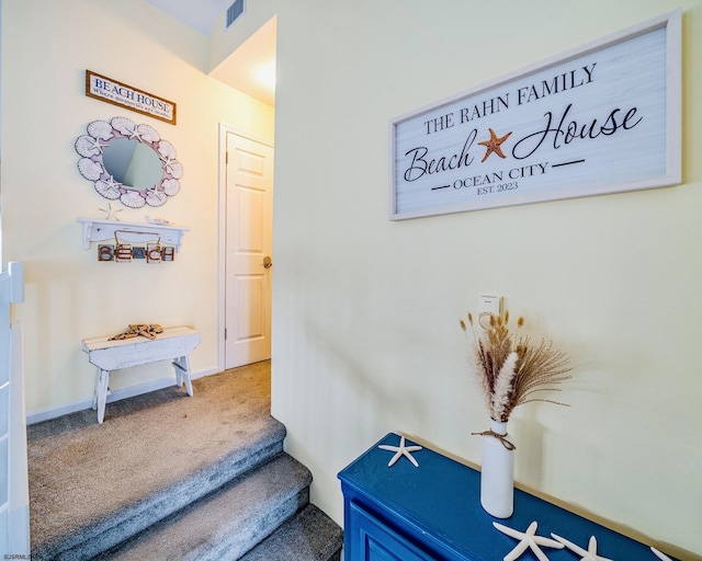 18 E 14th St Unit 2, Ocean City, NJ 08226 - corridor with carpet floors, stairs, and baseboards
