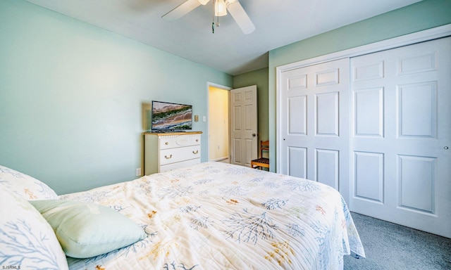 18 E 14th St Unit 2, Ocean City, NJ 08226 - carpeted bedroom with a closet and a ceiling fan